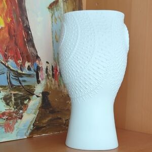 Signed Vintage AK Kaiser White Bisque Porcelain Vase by Manfred Frey